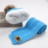 Kış Bebek Çocuk Erkek Kız Katı Kapaklar Eşarp Sıcak Yün Örtü Sevimli Mektup Şapka Beanie Eşarp 2 PCS Set Çocuklar Boyun Isıtıcı Kap y2010232b