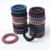 Telefon tråd hårband Matt färger gummiband stretchy spiral spole hår slipsar rep flickor hår tillbehör 21 färger dw6378