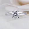 TransGems Solid 14K 585 White Gold Engagement for Women 1ct ct F Color Ring Wedding Fine Jewelry Y200620