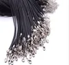 Black Leather Cord Rope 1.5mm Strands Wire for DIY Pendant Necklace Gift With Lobster Clasp Link chain Charms Jewelry 100pcs/lot Wholesale 69 J2