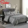 Luxury Bedding Sets Classic Solid Color Lace Printing Single Size Duvet Cover Set Double Queen King Quilt for home /No Bed Sheet LJ201015