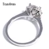 Transgems Center 1.5Ct Elmas Halo Nişan Yüzüğü Katı 14K Beyaz Altın Kadınlar İçin Evlilik Yıldönümü Doğum Günü Y200620