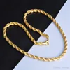 Cadenas de cuerda de oro para hombre de 6 mm Cuerda retorcida Joyería de hip hop para hombres Mujeres Moda Collares chapados en oro amarillo de 18 quilates con cierres de langosta 20 pulgadas