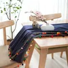 Stolt Rose Navy Blue Table Cloth Tafellaken Cotton Linen Tablows Creative Tassel Tablefat Table Cover Wedding Decoration T207640045