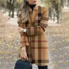 Женская осень и зима с длинными рукавами повседневные карманные шерстяные пальто костюм 2020 тонкий и элегантный офисный стойки воротник женская куртка LJ201201