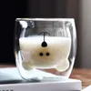 6 colori carino tazza tazze tazze tazze di vetro acqua tumbler doppio parete occhiali isolati occhiali per caffè espresso tazze trasparenti tazze di latte succo di latte bere bicchieri di vetro occhiali cartoni animati bevendo