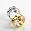 Fashion Lucky Flower Charm With Chain Ring Gold/Sliver Stainless Steel Love Promise Finger Rings For Women Men Jewelry Gift