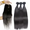 Hårbuntar med stängningsmaskin gjord 4 * 4 Top Lace Closure 10-30Inch Naturlig färg Straight Wavy Curly