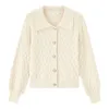 INMAN Winter Arrivals Long Sleeve Cardigan Versatile Jacquard Knit Puure Color Women's Sweater 201223