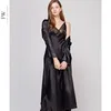 Autumn New Hollow Out Long Section Femme Robe Set Lace Sexy Spaghetti STRAP TWINSET TWINSET PAILLE Y200429