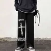 Aolamegs Pantaloni gotici da uomo Pantaloni sportivi casual giapponesi Graffiti Anime Punk Hippie Pantaloni a gamba larga Harajuku High Street Streetwear 220118
