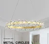 Modern LED Luxury Crystal Pendant Landelier för matsal Sovrum Guldarmaturer Kreativ Rund Enkel Aluminium Hängande Lampa