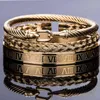 3 pçs / set Royal Roman Bracelets Fio Ferradura Ferradura Fivela Bangles para Homens Aço Inoxidável Pulseiras Jóias Acessórios 211221