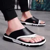 pantoufle hommes mode 2022 été nouveau style en cuir véritable pantoufles anti-dérapant en plein air tongs hommes chaussures de plage N0Zb #