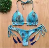 Bikini damskie stroje kąpielowe żeńskie kobietę seksowne bikini z zestawem do kąpieli pływackiej bohemian kobiety swimsuit 2 -częściowe zestawy 220221