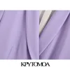 KPYTOMOA Women 2020 Fashion Double Breasted Blazer Coat Vintage Long Sleeve Flap Pockets Female Outerwear Chic Tops LJ200911