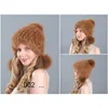 Beanie/Kafatası Kapakları 11 Renkli Kış Kürk Kapağı Kalın Earmuff Büyük Peluş Top Tatlı Sıcak Kızlar Şapka Keep Lady Mizaç Kazanan Aksesuar1 Ege