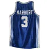 Custom Stephon Marbury 3 # Jersey de basket-ball du lycée Lincoln cousé bleu tout numéro de nom S-4xl