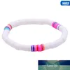 1PCS Regenbogen Vinyl Disc Perle Surfer Stretch-Armband Gold Farbe Metall Perlen Sommer Strand Armband Schmuck