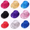 Wide Brim Hats Adult And Child Unisex Brilliant Glitter Sequins Hat Dance Fedora Kid Cap Solid Jazz Party Costum 2size1210H