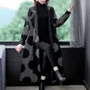 European Style Fashion Ladies Streetwear Printed Trench Coats Women's plus size loose Casual Windbreakers Long black Clothes