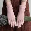 Cinq doigts gants femmes hiver écran tactile garder au chaud section mince doux femme arc broderie extérieur coupe-vent mignon belle gants1