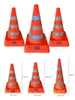 Rechargeable Reflective Traffic Light Flashing Foldable Double Warning LED Safety Road Cone Barrier Expansion Ice-cream Cone USB Charging Roadway Cones