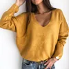 Women Knitted Pullover Top Long Sleeve V neck Sweater Elegant Laies Loose Knitwear Dames Casual Streetwear Clothes