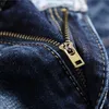 Jeans masculinos jeans perna reta moda bordado patches letra magro encaixar zíper rua hip hop calças jeans ciclista calças