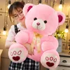 35-65cm 3 färger super söt teddybjörn fylld plysch leksak för tjejer gåva mjuka blå rosa vita björn dockor för valentin jul