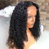 Perruque Lace Frontal Wig naturelle brésilienne Remy, cheveux crépus bouclés, 13x6, pre-plucked, densité 180, perruque Lace Frontal Wig