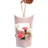 Portable Kraft Paper Bags Gift Wrap Rose Flower Box With Handle Waterproof Bouquet Florist Packing Valentine's Day Party Gifts RRF13789