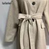 Kvinnors ull blandar Sydkorea franska löst tråkigt är lat mantel typ som återställer gamla sätt med tygrock färg bery22