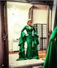 Saudiarabiska gröna sjöjungfrun kvällsklänningar v Neck 2020 Flare Ruffles Full Sleeves Lace Beaded Long Prom Crows Elegant Party Dress