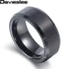 Cluster Rings Davieslee Mens Boys Matte Finish Band Ring Tungsten Carbide Wedding Engagement Black 8mm LTR041