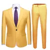 Mężczyźni garnitury Slim Fit Business Business Office Suit Wedding Broom Party Prain Party Press Pants Notch Lapel Single Button Formal C302Z