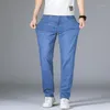 Männer Jeans 2022 Sommer Klassischen Stil Dünne Gerade bein Business Casual Stretch Denim Hosen Hellblaue Hose Männlich Marke