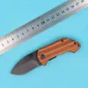 DA33 Small Survival Folding blade knife 440C Black Drop Point Blades Wood +Steel Handle with back clip hiking tools knives
