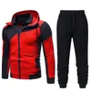 Tute da uomo 2021 Winter Men Fleece Casual Zipper Jacket + Sweatpant 2 pezzi Set Felpa sportiva con cappuccio Pantalone Tuta da corsa