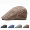 Hirigin British Style Men Classic Pu Leather Plaid Gatsby Golf Beret Newsboy Ivy Hat Vintage Flat Cap1255D