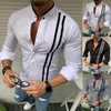 Shirt mode stijlvol zwart wit gestreept shirt heren casual jurk shirts lange mouw knop slim fit shirts