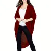 Knit Cardigan Jacket Women's 2021 Fall Winter Oregelbundet Loose Mid-Längd sjal Top