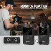 Envío gratuito Micrófono Lavalier inalámbrico de diafragma pequeño con función de monitor de audio Micrófono inalámbrico UHF para teléfonos inteligentes Cámaras DSLR webcast