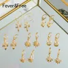 Hoop Huggie Feverfree Gold Small Earring for Women Cross Rhinestone Circle Set Accesorios Mujer Pendientes Moda 20211