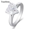 Transgems 14K 585 Centre d'or blanc 3ct 9x9mm F Couleur en forme de coeur Solitaire Moissanite Bague de fiançailles pour femmes Cadeaux de mariage Y200620