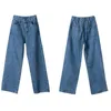 2020 pantaloni larghi blu da donna a gamba larga jeans da fidanzato da donna pantaloni lunghi in denim a vita alta femminile casual streetwear solido