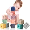 / Set Baby Grap Toy Silicone Kids Building Blocks Touch Hand Soft Balls Baby Massage Gummi Tänder Squeeze Toy Blocks LJ201124