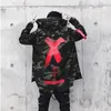 Fashion Camouflage Jackets Men High Street X Print Jackets Windbreaker Coat Hip Hop Streetwear Casual Hood Pilot Jacket Tops Men