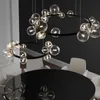 Nordic moderno e minimalista sala de estar lâmpada personalidade criativa casa villa hall luzes da sala jantar bola vidro claro luz pingente