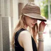 Été crème solaire soleil large large bord plage bouton de paille haut-de-forme vide pour les femmes anti-uv visière casquette femme Y200714